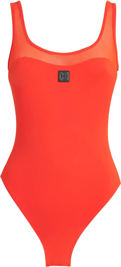 Tory Burch Women's Red Mesh Paneled Swimsuit