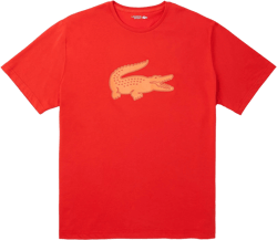 Lacoste Men's Red Sport Big Fit Breathable Logo T-Shirt