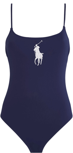 Polo Ralph Lauren Women's Blue Large Polo Pony Logo Kennedy Swimsuit
