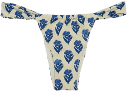 Mc2 Saint Barth Women's Blue "Noelle" Floral Print Bikini Bottom With Adjustable Straps