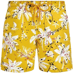 PALM ANGELS X VILEBREQUIN Men's Yellow Paint Print Swimsuit