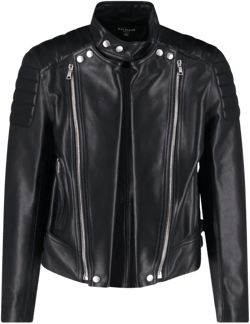Balmain Men's Black Leather Biker Jacket