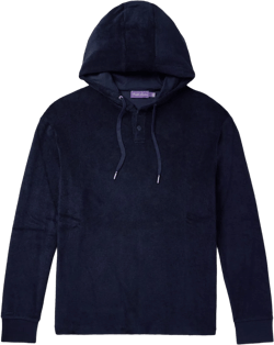 Ralph Lauren Men's Blue Riviera Cotton And Modal-blend Terry Half-placket Hoodie