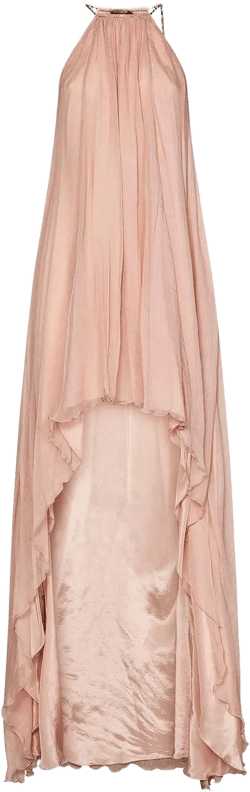 Amen Women's Pink Long Silk Chiffon Asymmetric Dress