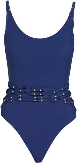 PQ Swim Women's Blue Brynn Beaded One-Piece Swimsuit