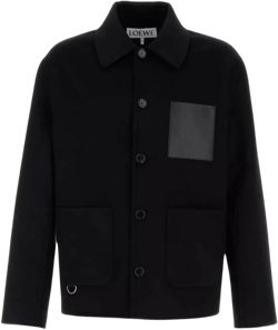 Loewe Men's Black Jacket Wool Blend Collar Design