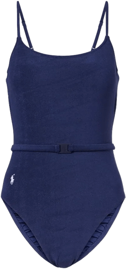 Polo Ralph Lauren Women's Blue Belted Kennedy 1Pc Swimsuit