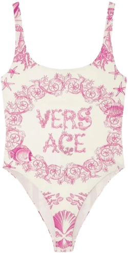 Versace Women's Pink Pattern-Printed One Piece Swimsuit