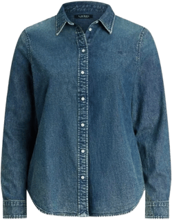 Ralph Lauren Women's Blue Classic Fit Denim Button-Up Shirt