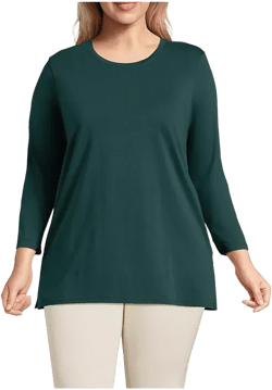 Women's Plus Size 3/4 Sleeve Cotton Supima Crewneck Tunic