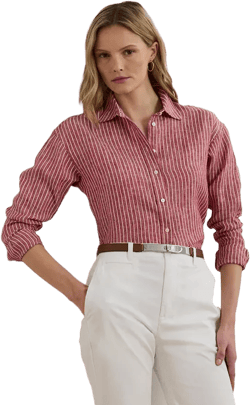 Petite Relaxed-Fit Striped Linen Shirt