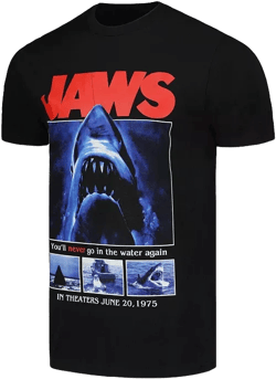 Men's Black Jaws Movie Poster T-Shirt