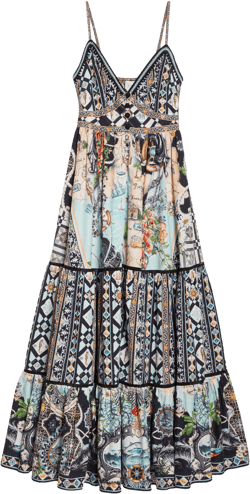 Camilla Folk Afloat Tiered Organic Cotton Maxi Sundress