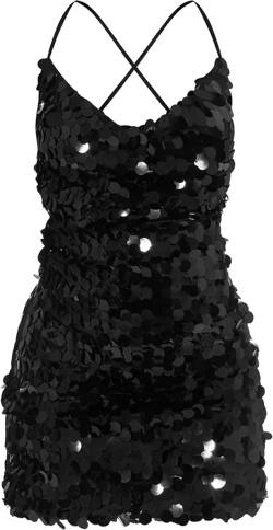 Black Disk Sequin Strappy Lace Up Back Bodycon Dress