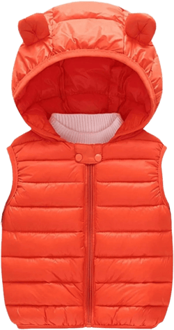 Toddler Boys Girls Puffer Vest Sleeveless Quilted Vest Zipper Hooded Down Puffy Jacket Baby Winter Coat Gilet Waistcoat Orange 4-5T