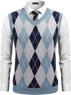 COOFANDY Men's Sleeveless V Neck Pullover Sweater Slim Fit Casual Argyle Sweater Vest