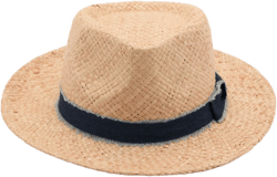 Raffia hat with denim bow