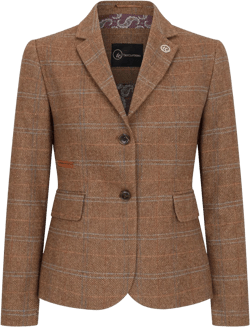 Women's Blazer Wool Blend Tweed Herringbone Checkered Tailored Fit Ladies Country Jacket 10 Oak