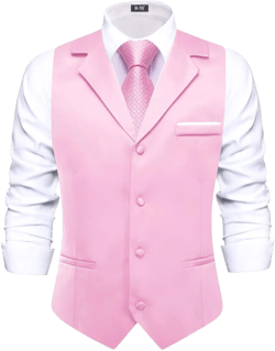 Hi-Tie Men's Suit Vest Business Casual Waistcoat with 3 Pockets for Wedding or Tuxedo Vest V-Neck