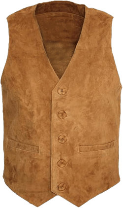 Western Cowboy Style Goat Suede Leather Waistcoat Vest 3X-Large Brown Suede Leather - Design 1