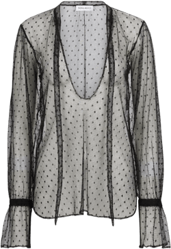 polka-dot ruffled top