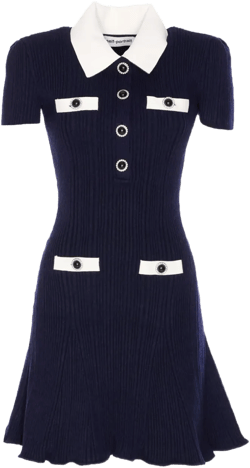 jewel-button ribbed knit dress