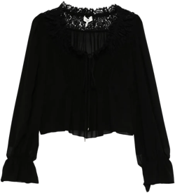 lace-trimmed pleated blouse