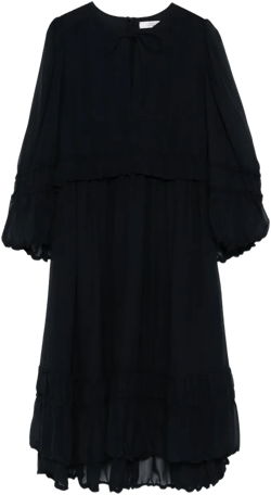 long-sleeved silk dress 