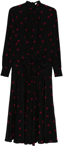 bow-print silk dress