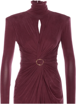 high-neck gathered maxi dress