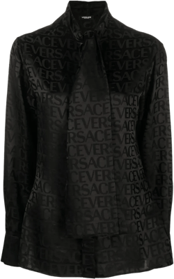 Versace Allover scarf-tie shirt