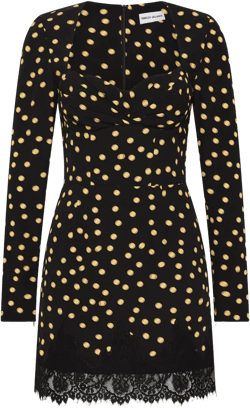 Millie polka-dot lace-trimmed mini dress
