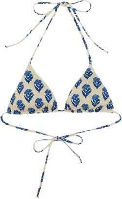 floral-print bikini top