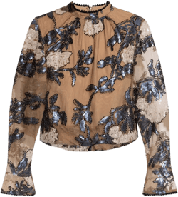 sequin-embellished floral blouse