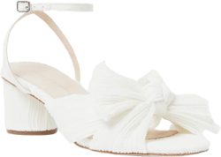 Dahlia White Pleated Bow Heel