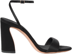 Malia Black Satin Curved-Heel Sandal