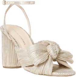 Camellia Platinum Pleated Bow Heel