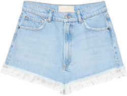 Kay Lace-Trimmed Denim Shorts