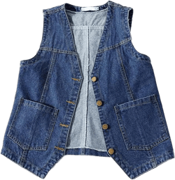 Peaceglad Womens Casual Jean Vest V Neck Open Front Button Down Sleeveless Denim Jacket with Pockets Darkblue Medium