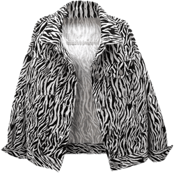 Pulcykp Women Zebra Print Denim Jacket Loose Short Outerwear Fall Big Pocket Long Sleeve Jeans Jackets
