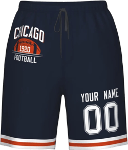 Custom Men's Football Beach Shorts Casual Sports Customizable Name and Number Quick Dry Shorts with City Name Classic Fans Chicago