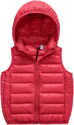 SK Studio Boys Girls' Light Weight Down Vest, Kids Lightweight Sleeveless Jacket, Boys Girls Puffer Down Vest 10-11 Years Style 1 Red