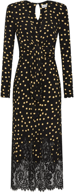 Millie polka-dot lace-trimmed midi dress