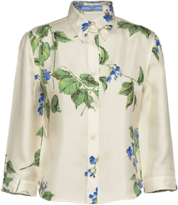 floral-print silk shirt
