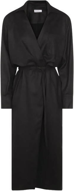 wrap-effect midi shirt dress