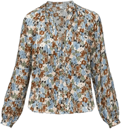floral-print pleated blouse
