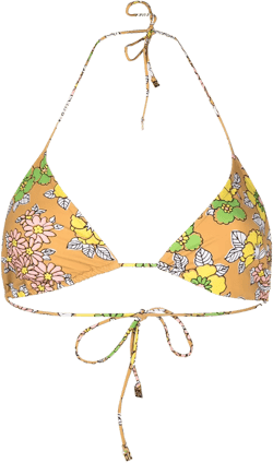 floral-print bikini top