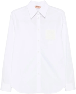 lace-pocket cotton shirt