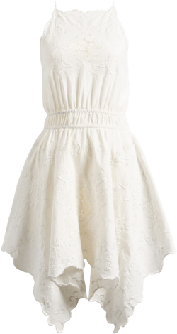 Topshop Eyelet Embroidered Handkerchief Hem Cotton & Linen Sundress