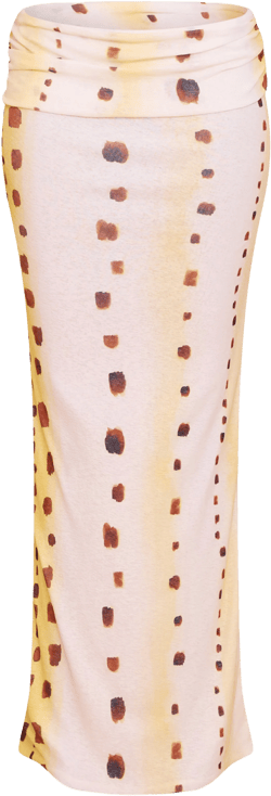 Cream Shell Print Onion Skin Low Waist Maxi Skirt